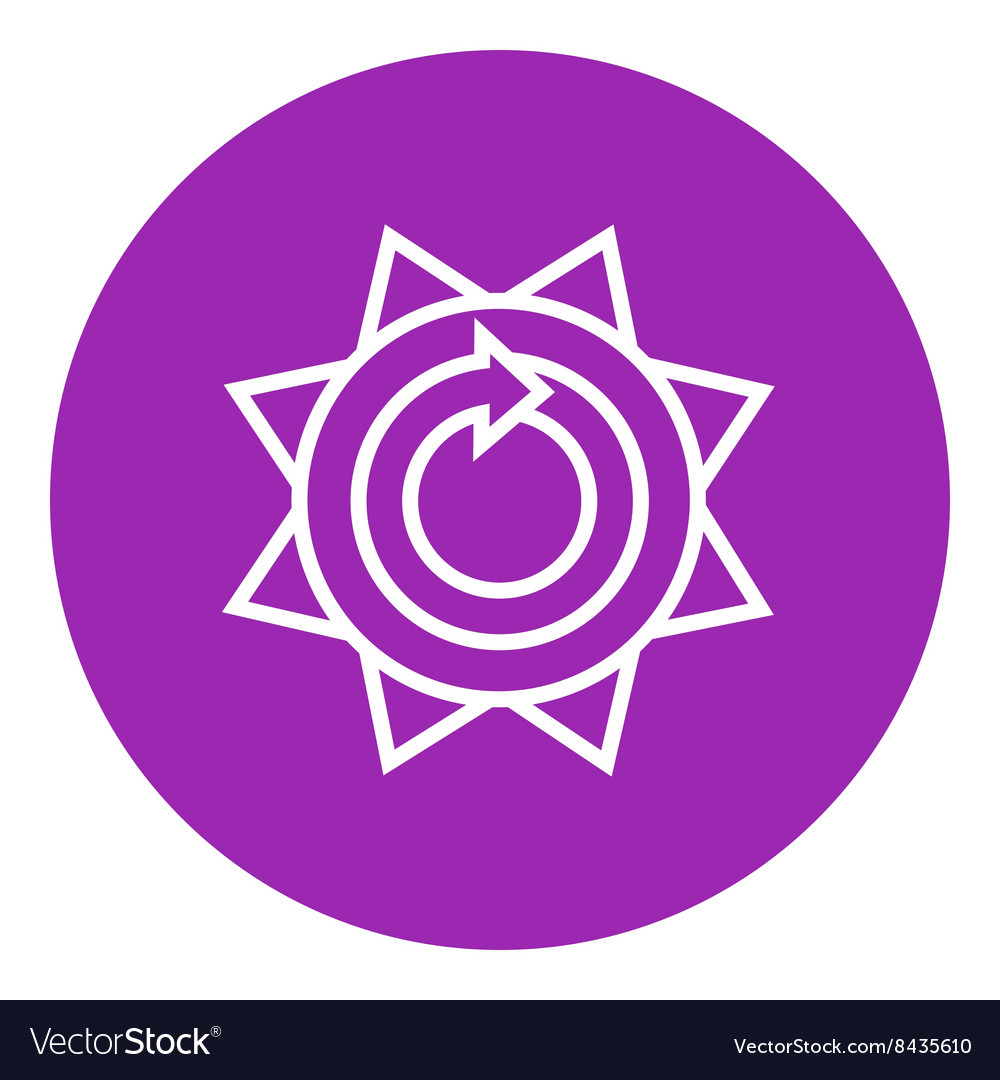 Sun with round arrow line icon