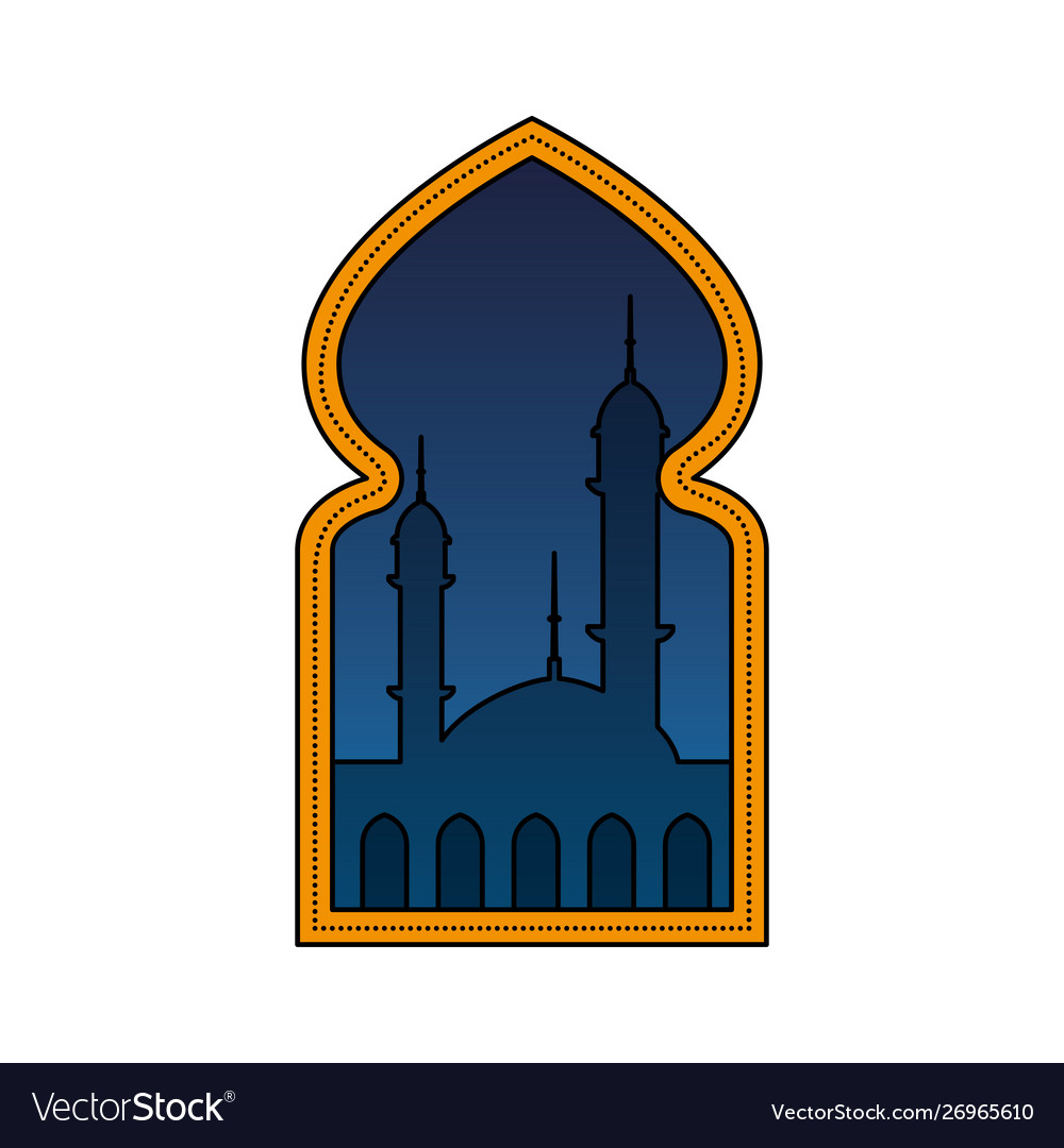 Window with mosque building view