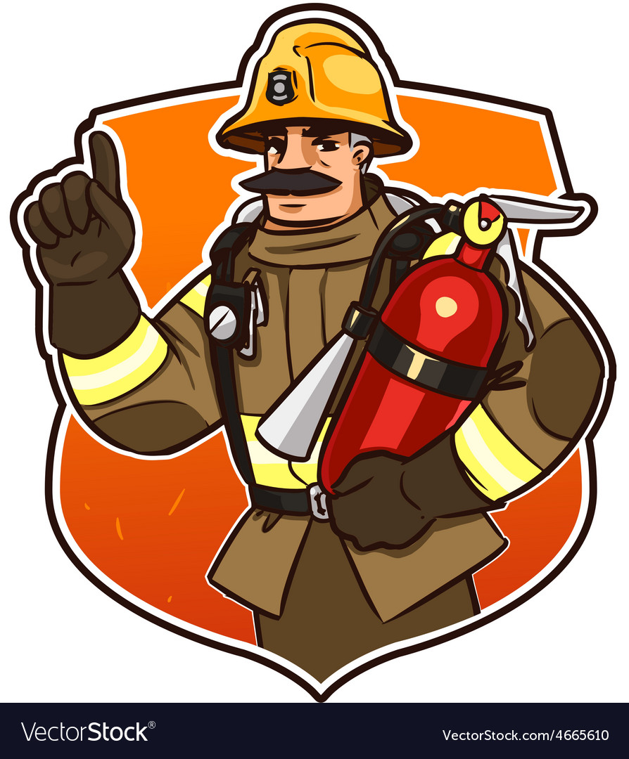 With the fire extinguisher Royalty Free Vector Image