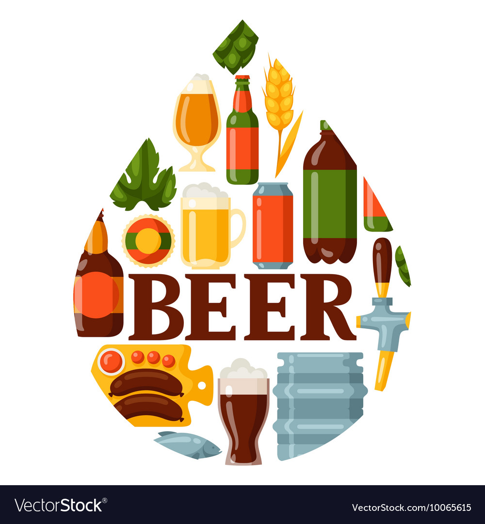 Background design with beer icons and objects