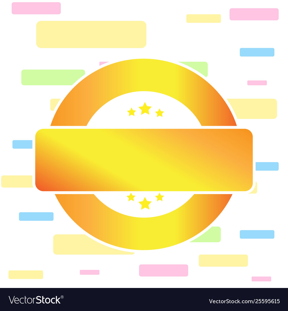 Colored round shape label with three stars on top