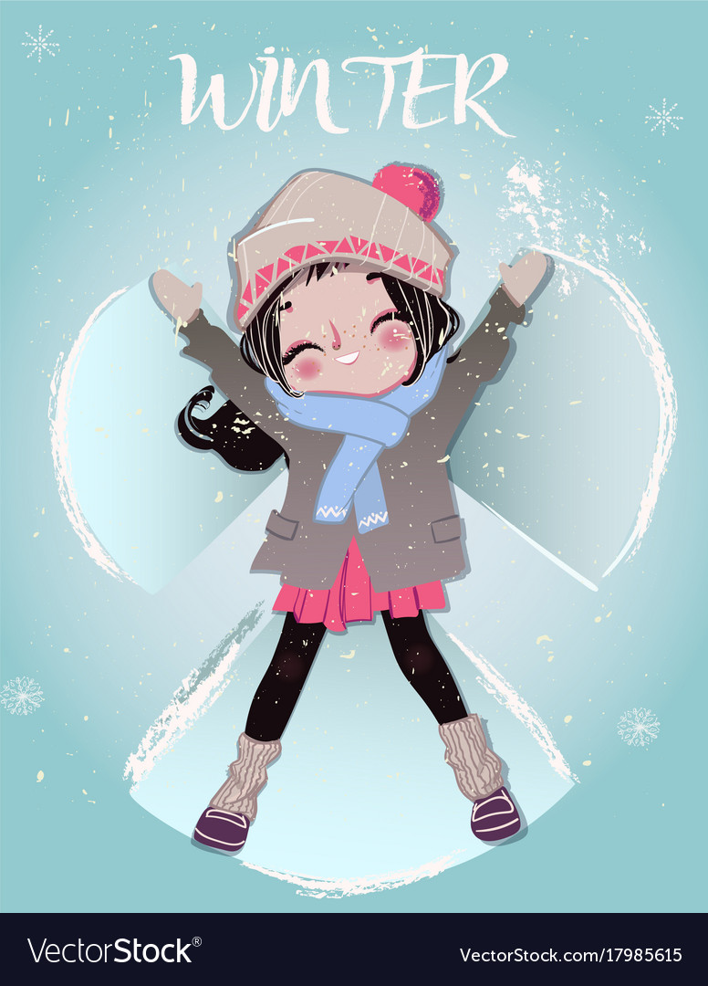 Cute cartoon winter girl Royalty Free Vector Image