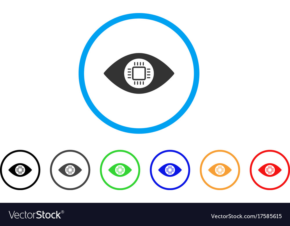 Eye lens processor rounded icon Royalty Free Vector Image