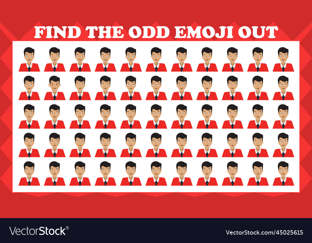 Find the odd emoji out visual logic puzzle game vector image Find the odd emoji out visual logic puzzle game