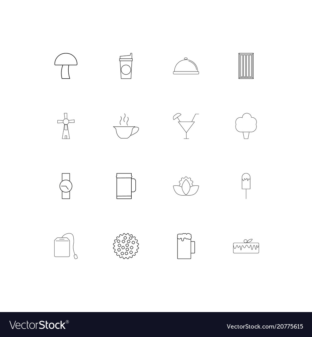 Food and drink linear thin icons set outlined