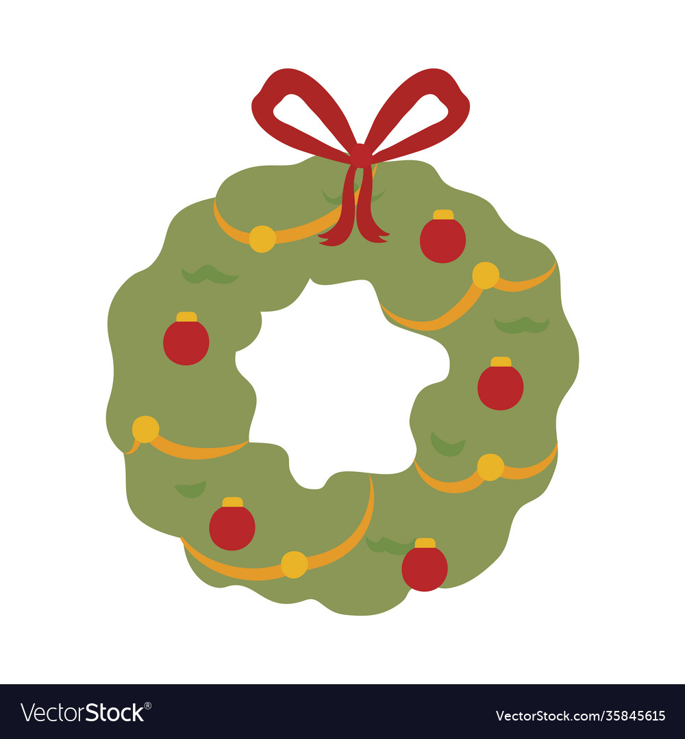 Merry christmas crown with spheres and bow