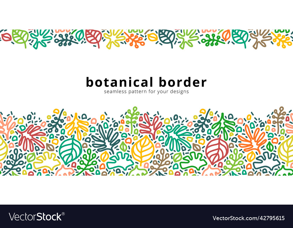 Seamless border pattern with botanical vector image Seamless border pattern with botanical