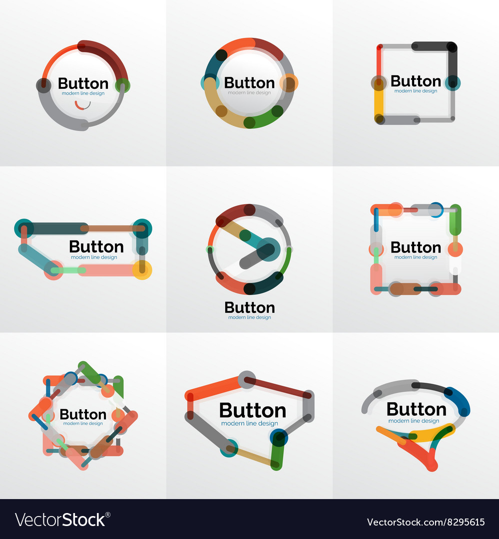 Thin line design geometric button set flat