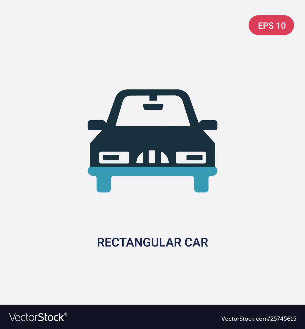 Two color rectangular car front icon from