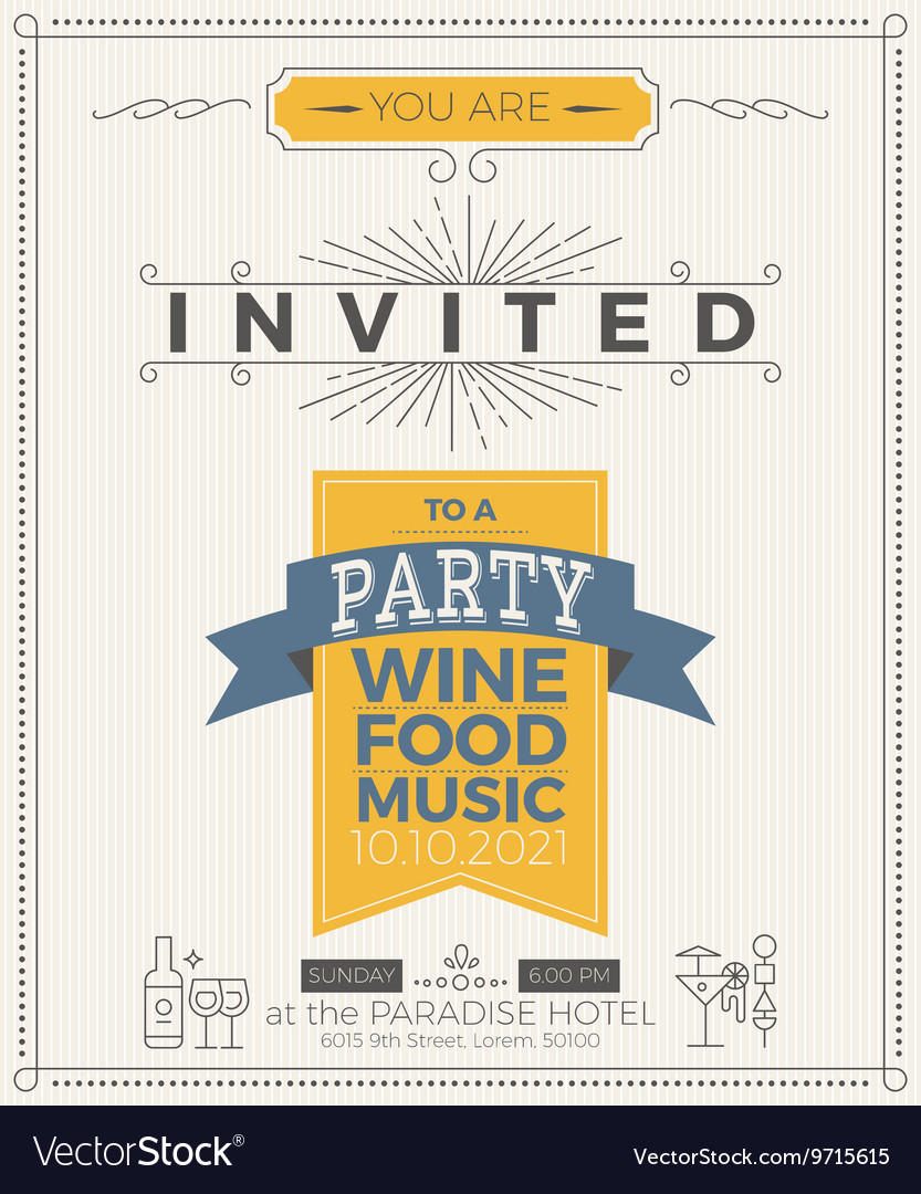 vintage party invitation card template royalty free vector vintage invite template