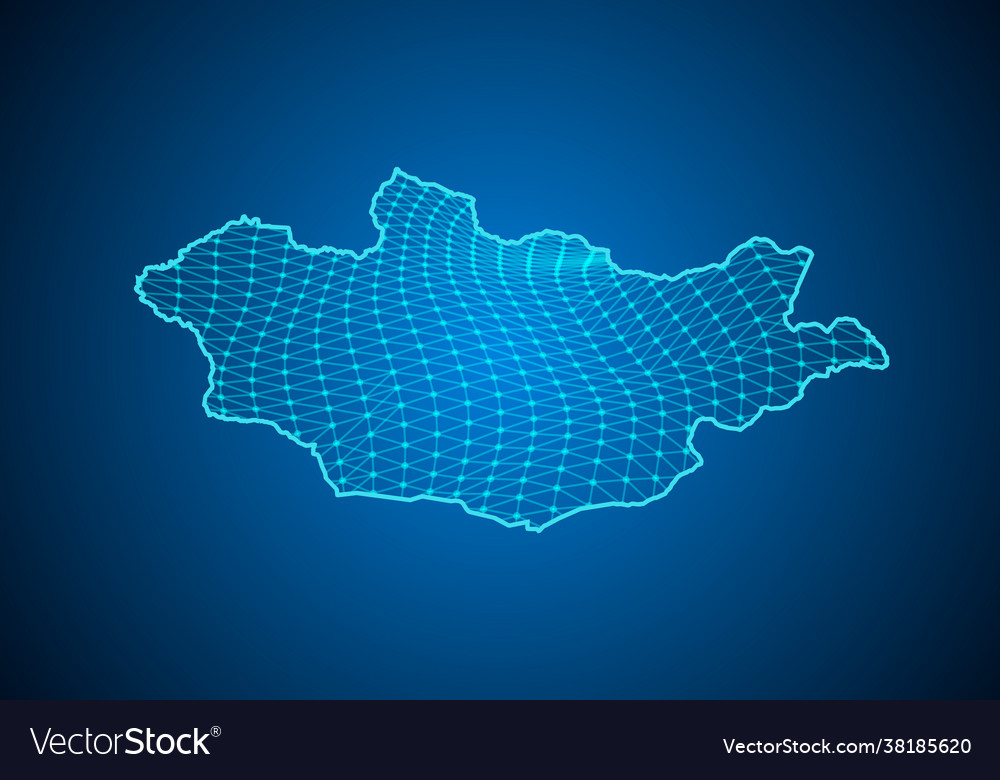 Abstract digital map mongolia with particles vector image Abstract digital map mongolia with particles