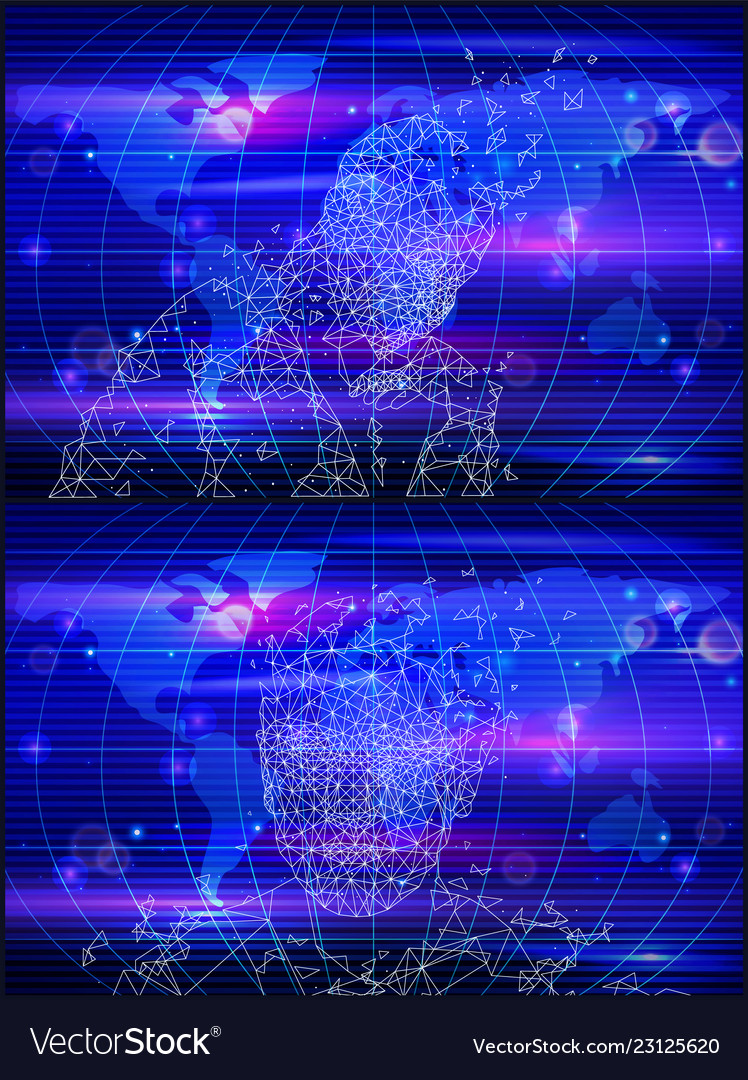 Artificial intelligence map and territory vector image Artificial intelligence map and territory