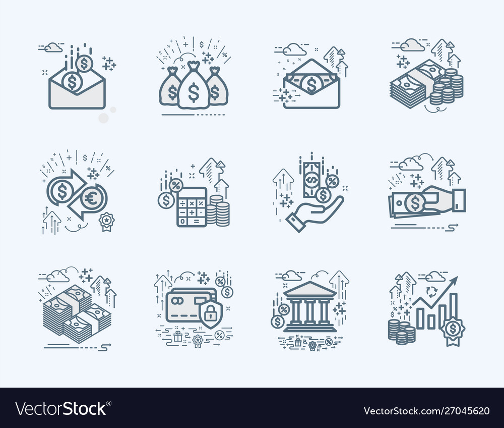 Banking business and finance flat icons set