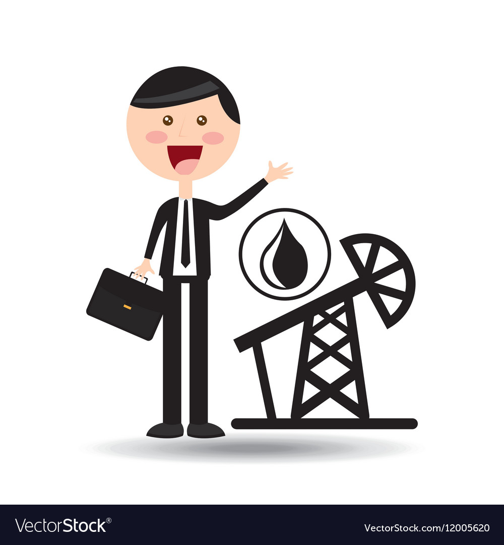 Businessman oil concept pumping tower