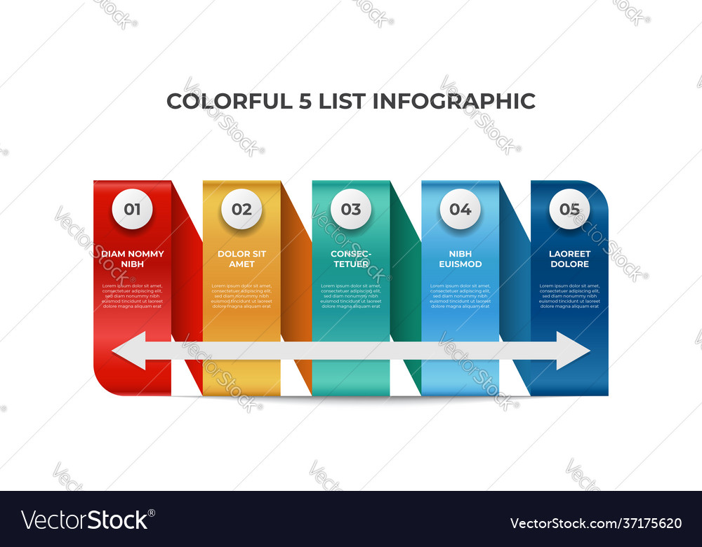 Continuous list diagram with 5 points infographic Vector Image