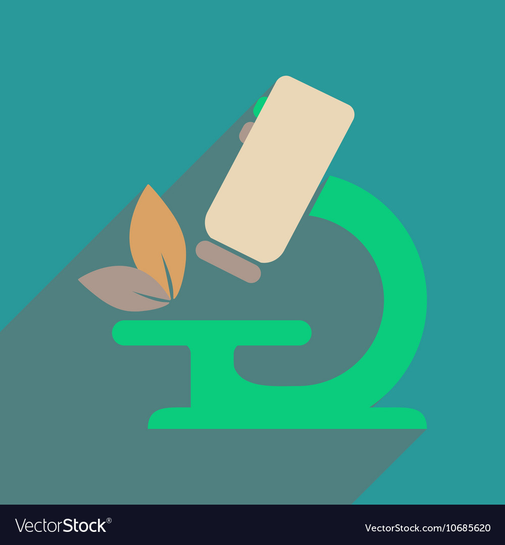 Flat web icon with long shadow microscope