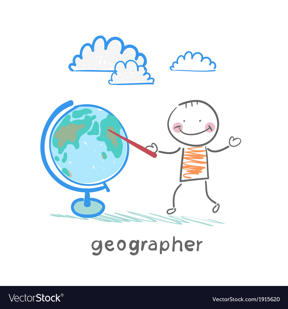 Geographer shows on the globe