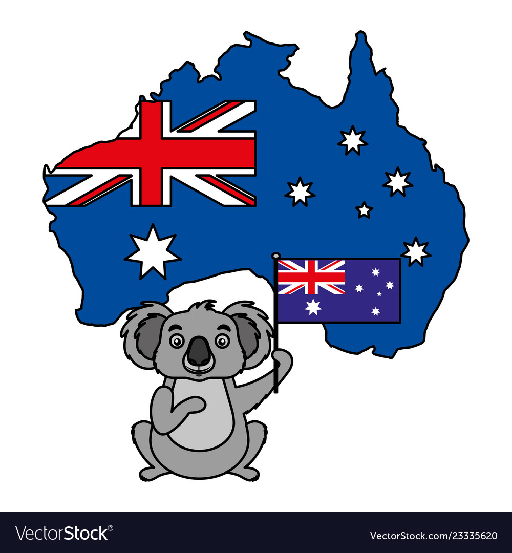 Koala with hat australian flag map