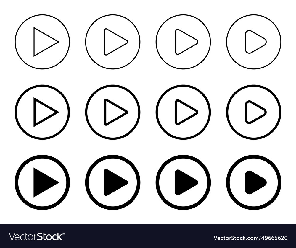 Play button in circle line streaming video vector image Play button in circle line streaming video