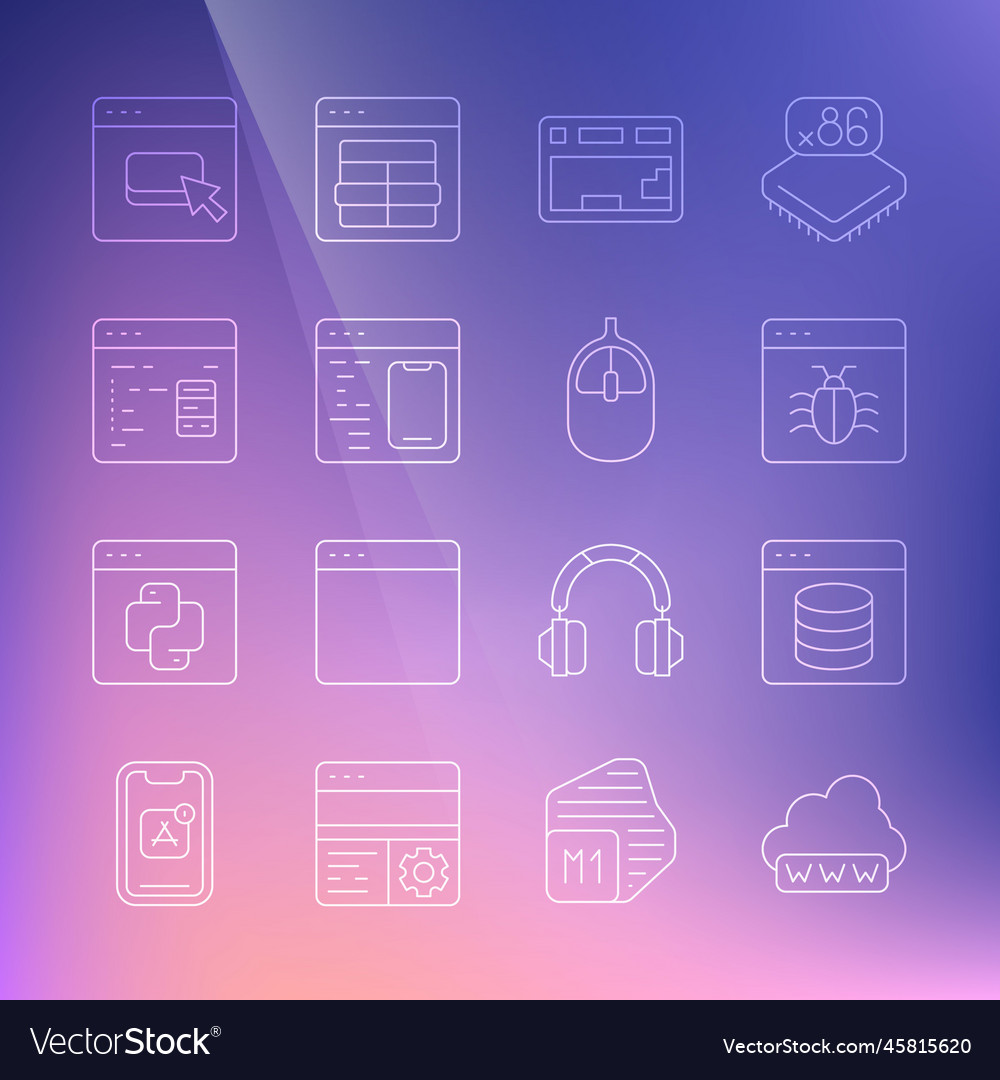 Setzen Sie die Web-Entwicklung Server-Daten Hosting vector image Setzen Sie die Web-Entwicklung Server-Daten Hosting
