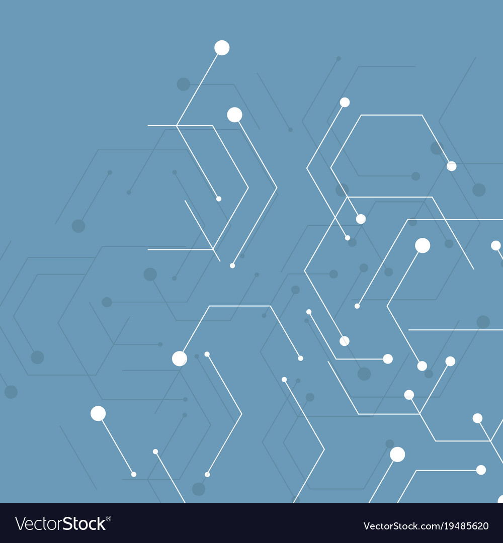 Technical background with hexagon line and dots