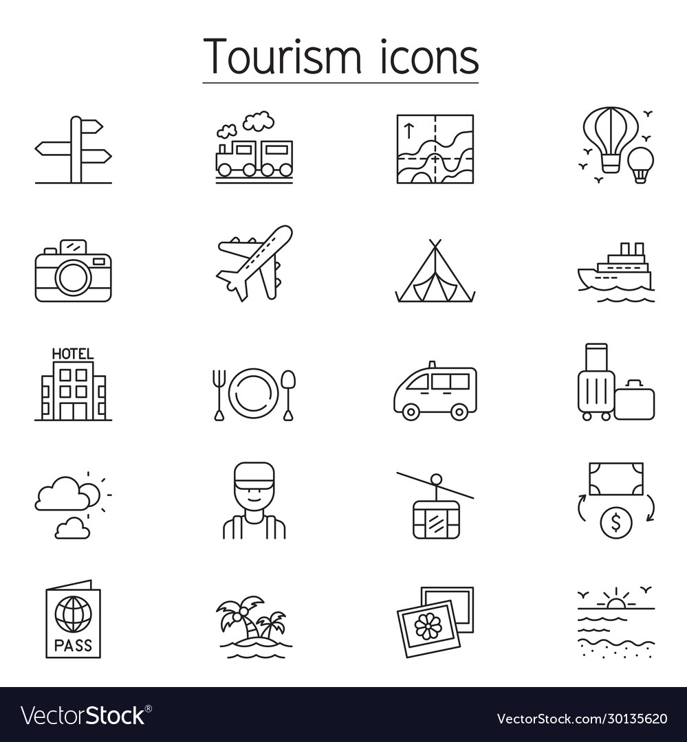 Tourism icon set in thin line style