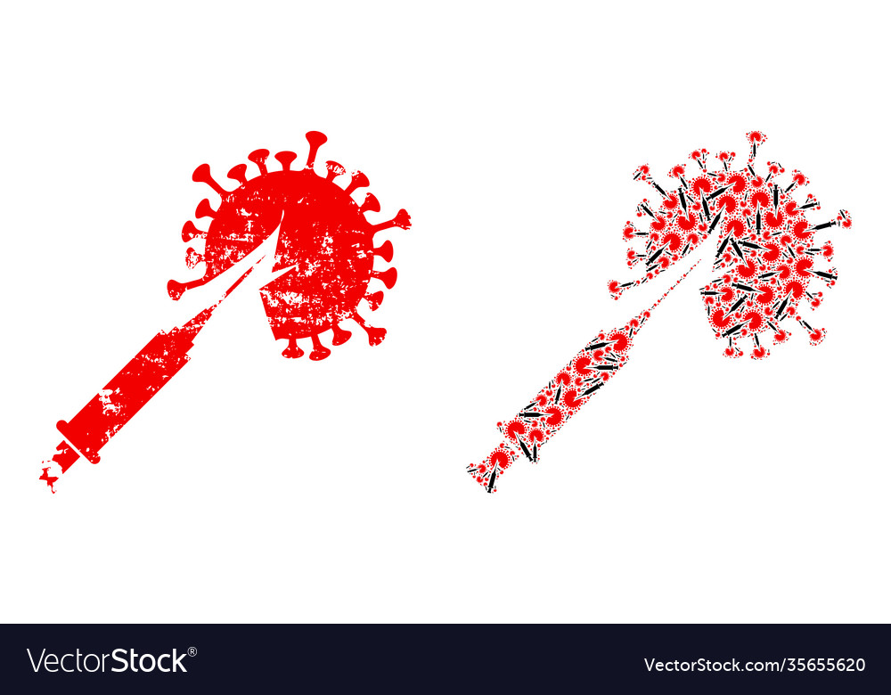 Virus vaccine injection icon recursion mosaic vector image Virus vaccine injection icon recursion mosaic