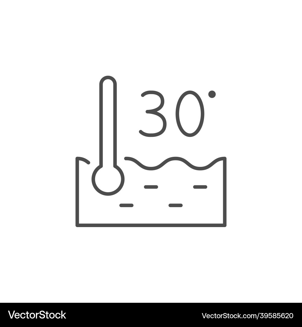Washing temperature line outline icon Royalty Free Vector