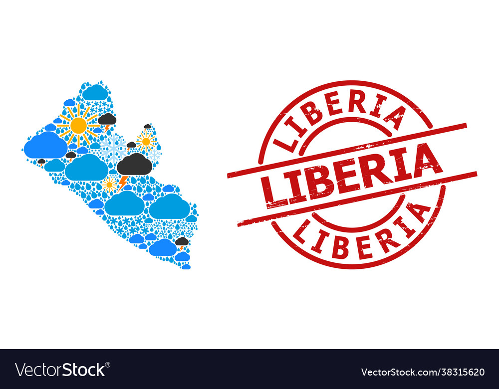 Weather pattern map liberia and grunge stamp