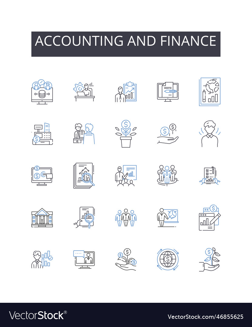 Accounting and finance line icons collection Vector Image