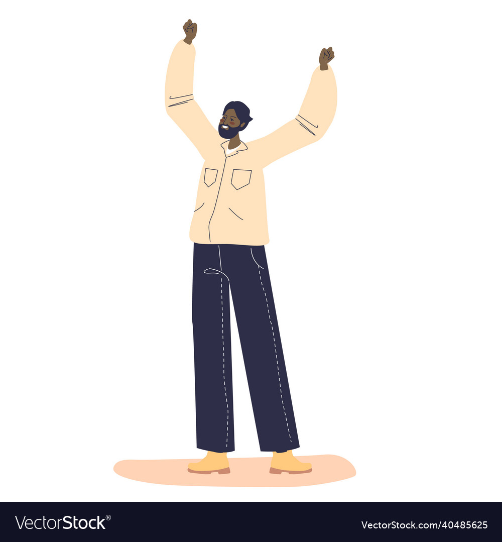 Cheerful african american man happy holding hands