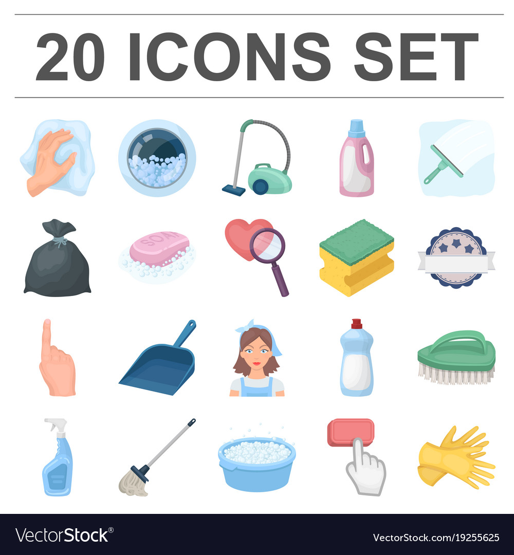 Cleaning and maid cartoon icons in set collection