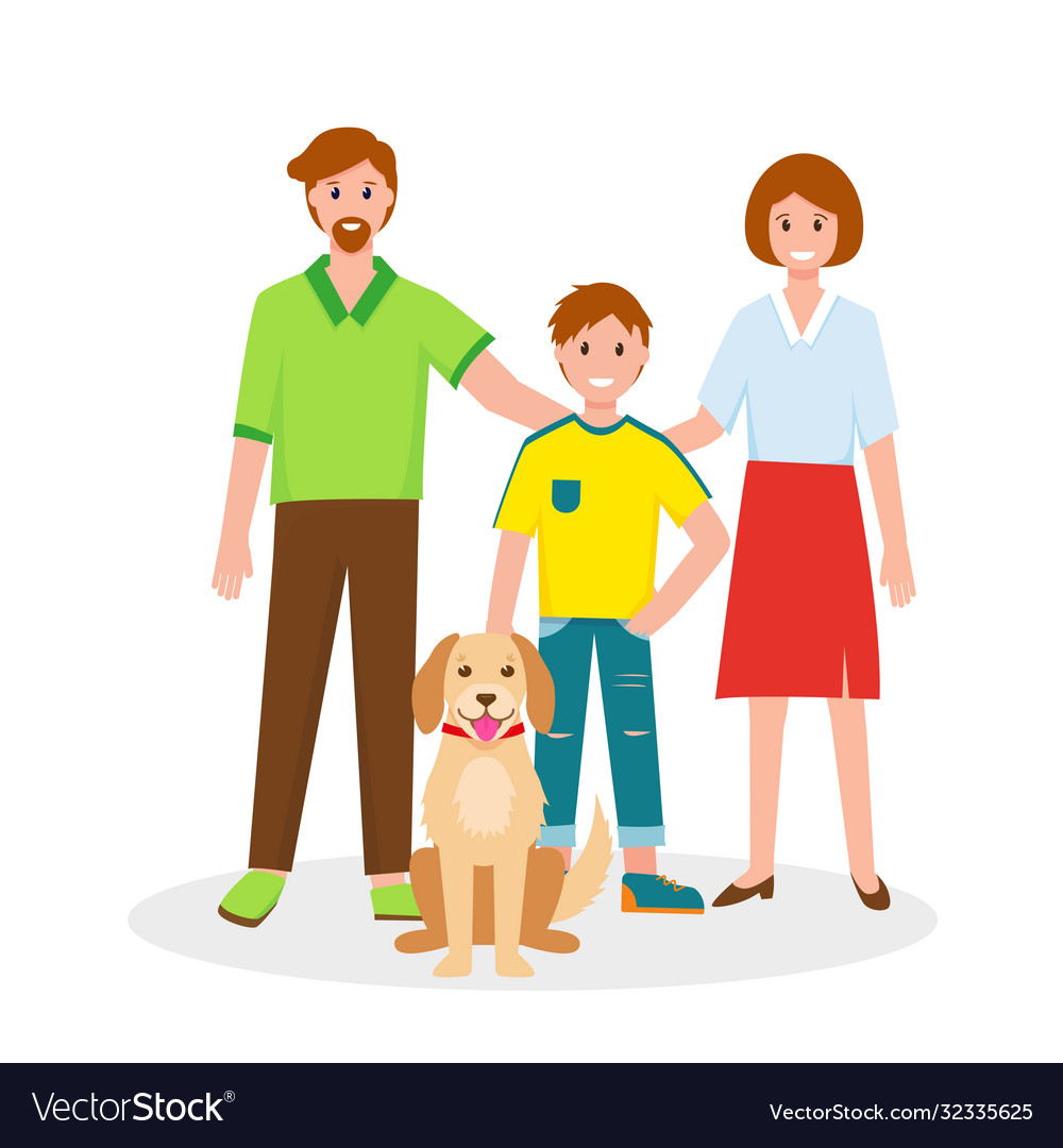 Father mother sun and big dog Royalty Free Vector Image