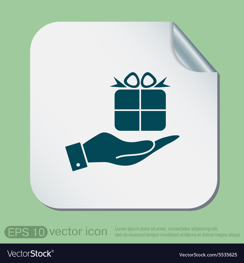 Hand holding a holiday gift box icon