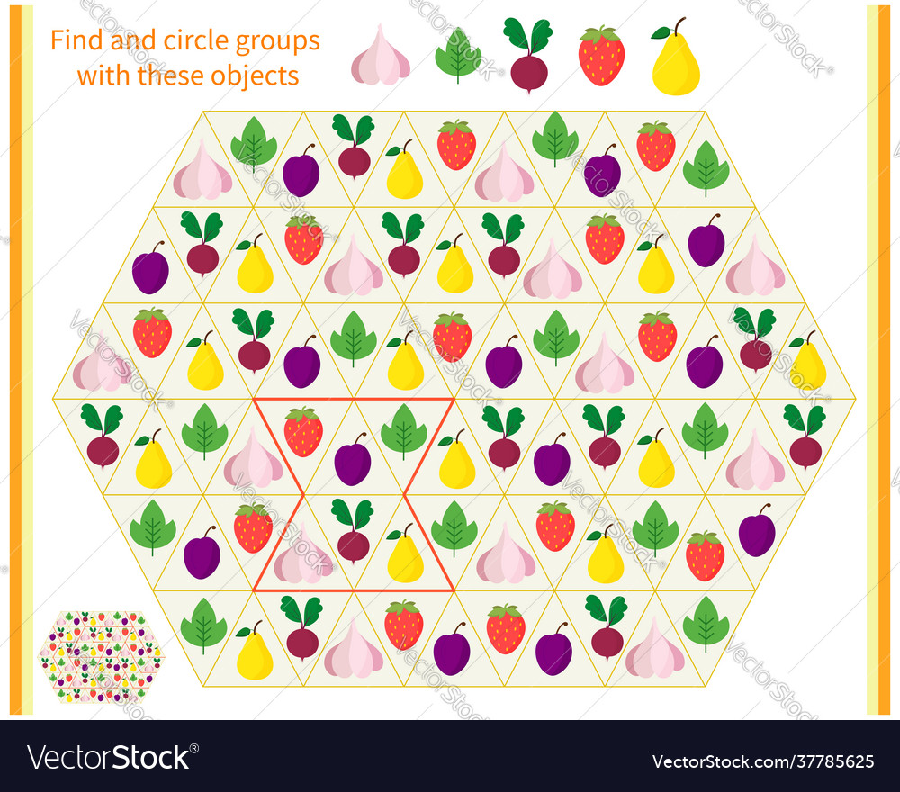 Logic game for children find and divide vector image Logic game for children find and divide