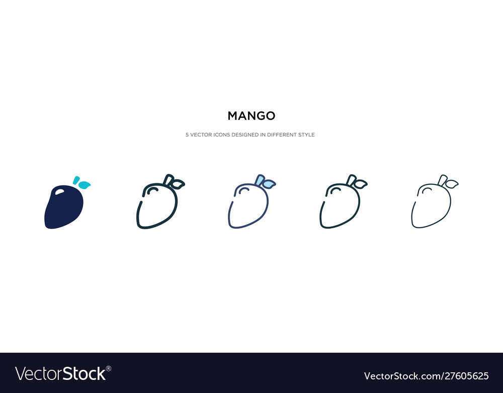 Mango icon in different style two colored vector image Mango icon in different style two colored