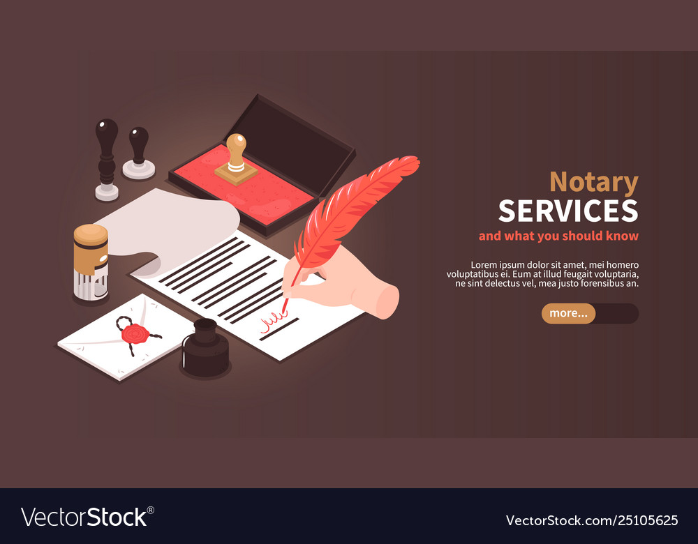 Notary Services Horizontal Banner Royalty Free Vector Image