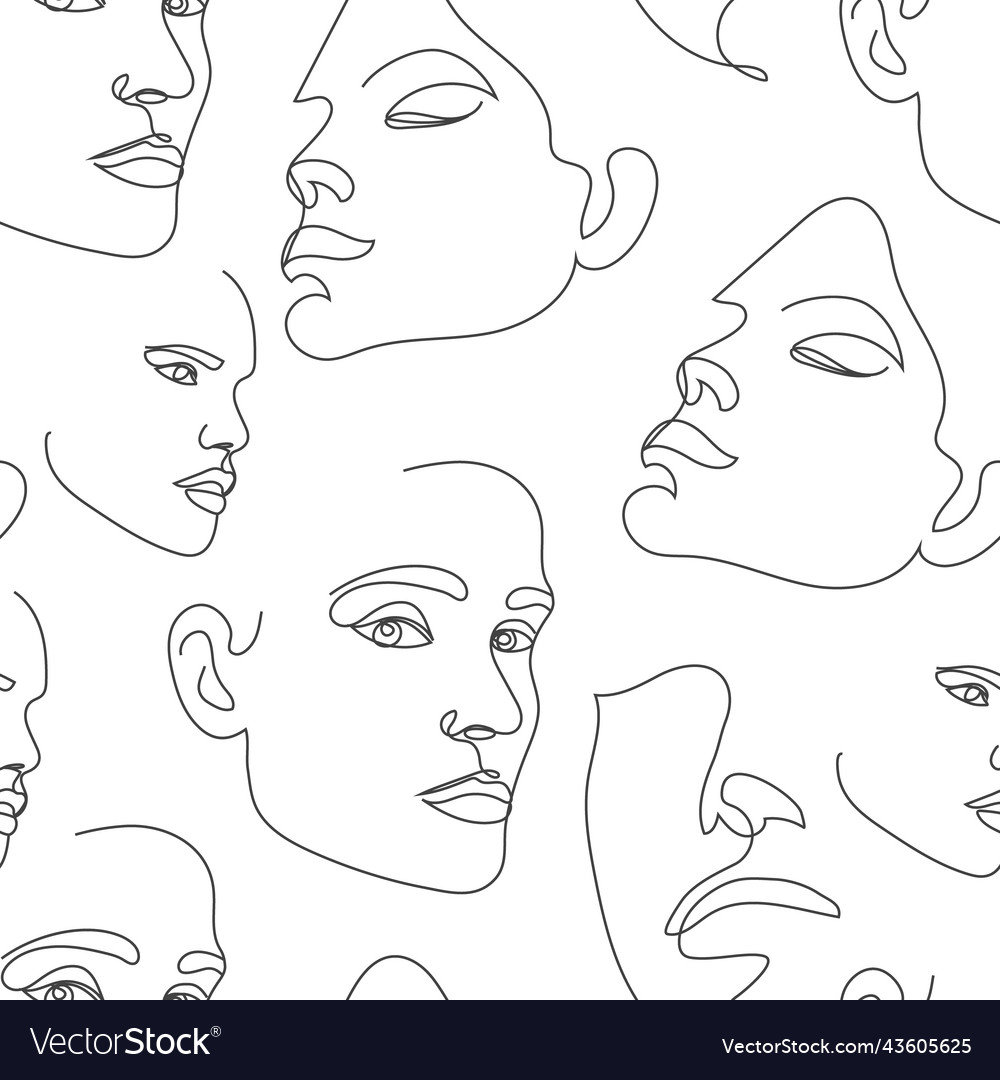 Seamless pattern continuous line art vector image Seamless pattern continuous line art