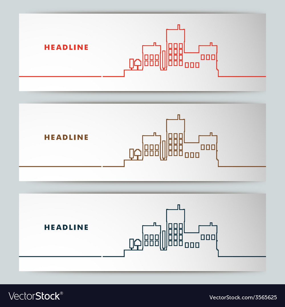 Set von Bannern mit Kontur urbaner Landschaft