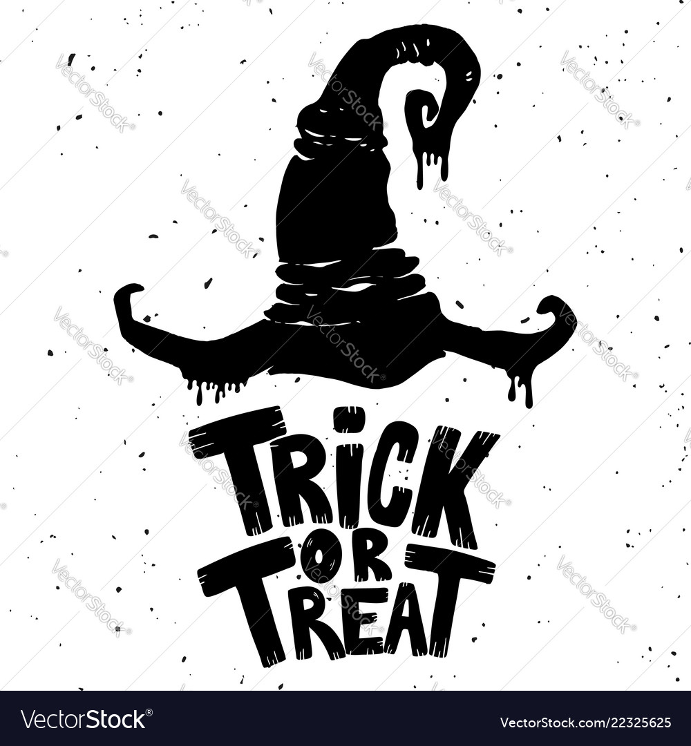 Trick or treat hand drawn lettering phrase vector image Trick or treat hand drawn lettering phrase