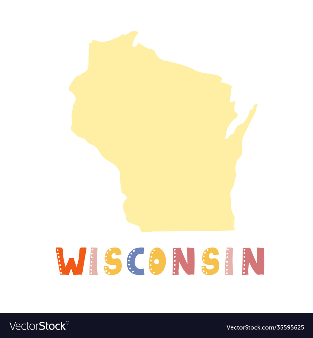 Usa collection map wisconsin doodling style vector image Usa collection map wisconsin doodling style