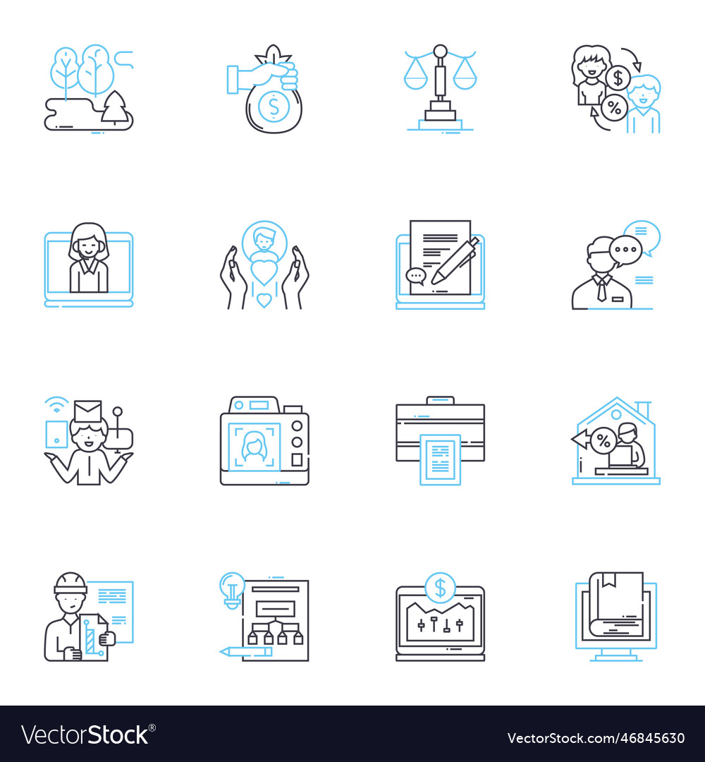 Artificial technology linear icons set automation