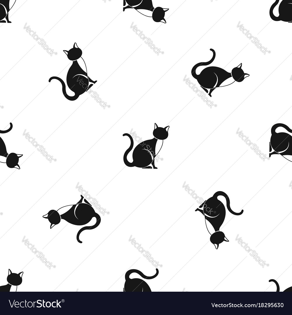 Black cat pattern seamless Royalty Free Vector Image