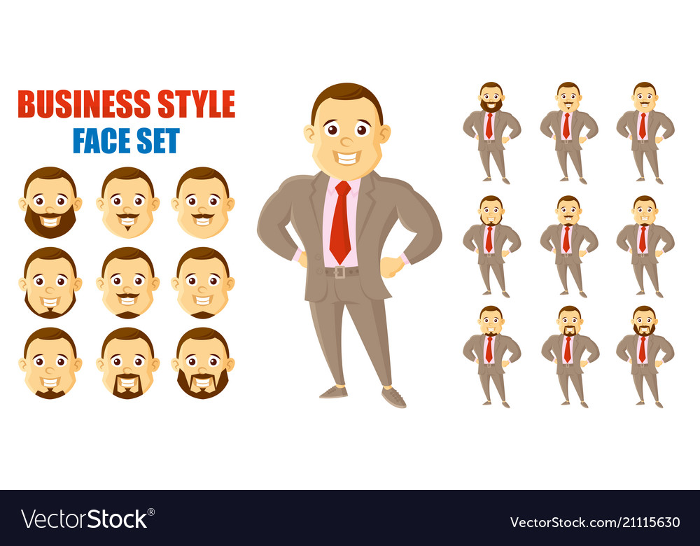 Businessman Gesicht Set Cartoon Charakter