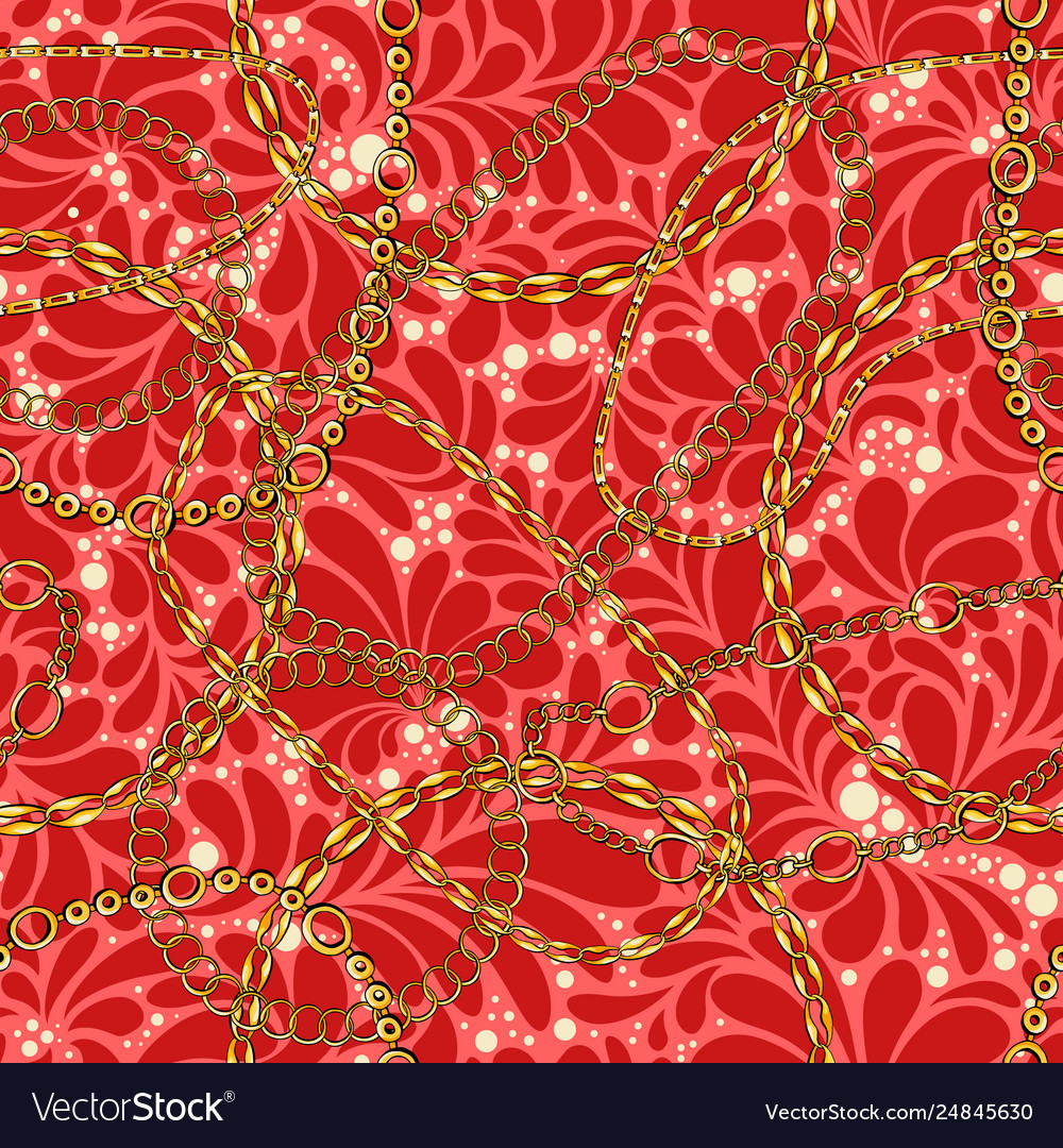 Chains on damask flat seamless pattern vector image Chains on damask flat seamless pattern