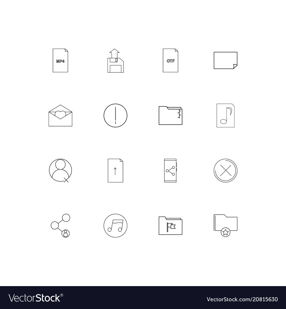 Files and folders sign linear thin icons set