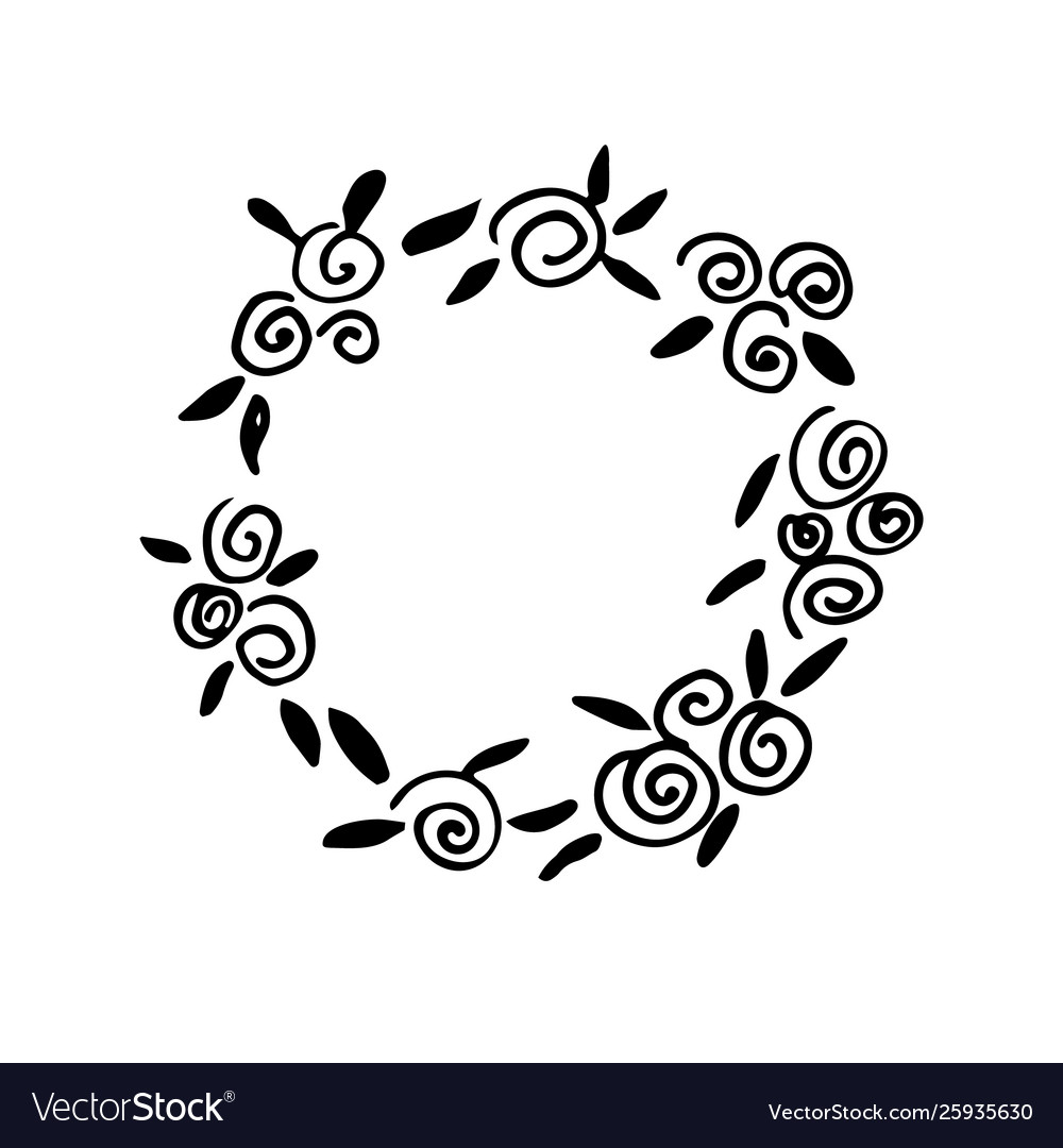 Hand drawn floral wreath