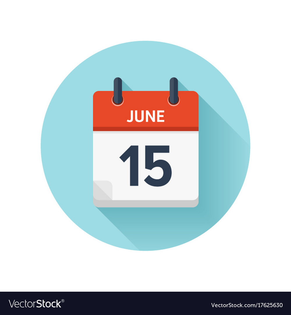 June 15 flat daily calendar icon date Royalty Free Vector