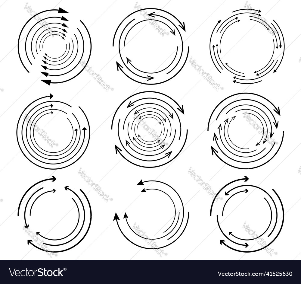 Random circular cycle arrow element spiral vector image Random circular cycle arrow element spiral