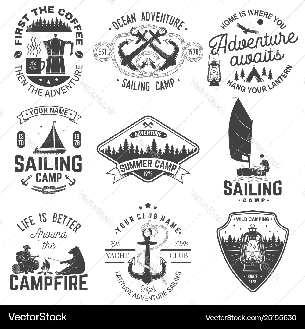 Set Summer Camp And Sailing Badges Royalty Free Vector Image